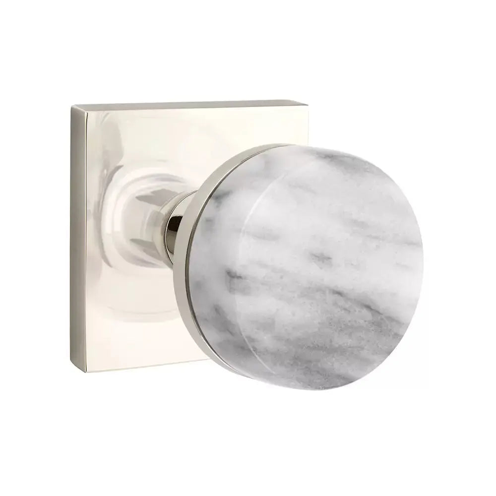 Emtek White Marble Knob with Square Rosette and Conical Stem by Emtek