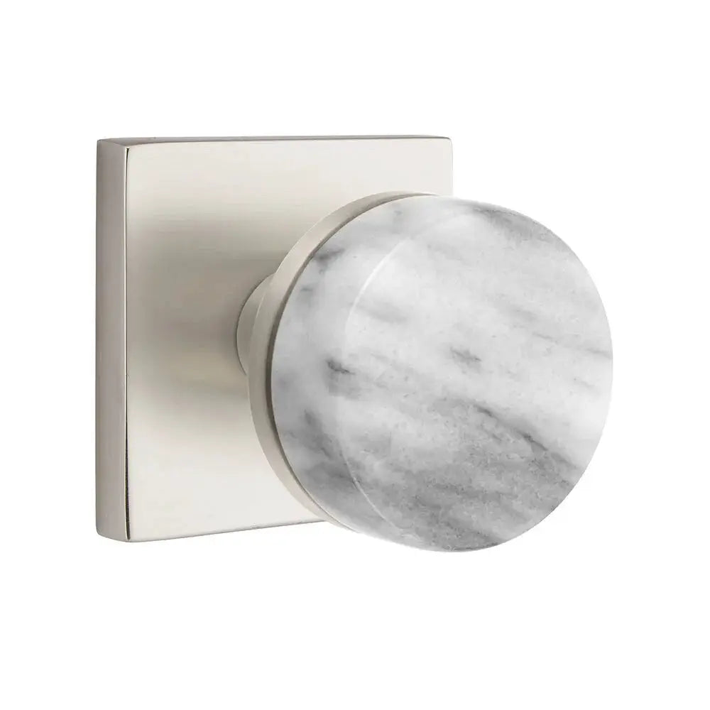 Emtek White Marble Knob with Square Rosette and Conical Stem by Emtek