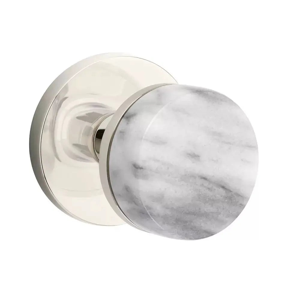 Emtek White Marble Knob with Disk Rosette and Conical Stem by Emtek