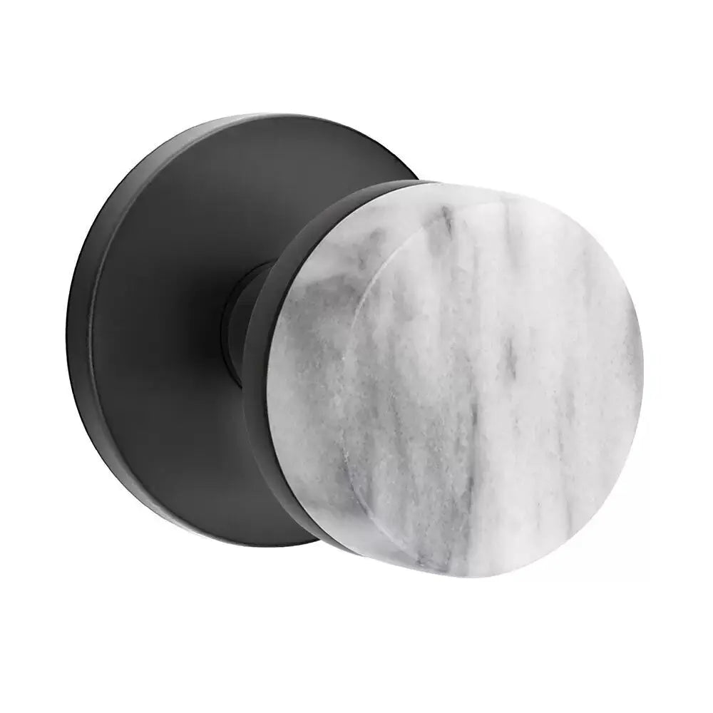 Emtek White Marble Knob with Disk Rosette and Conical Stem by Emtek