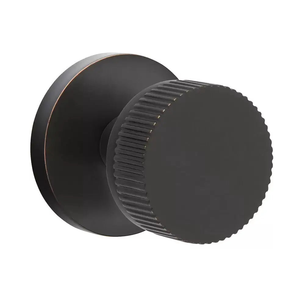Emtek Straight Knurled Knob with Disk Rosette and Conical Stem by Emtek