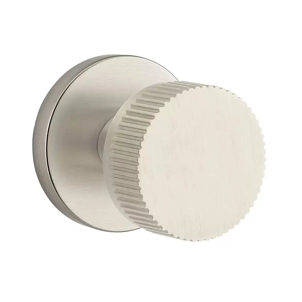 Emtek Straight Knurled Knob with Disk Rosette and Conical Stem by Emtek