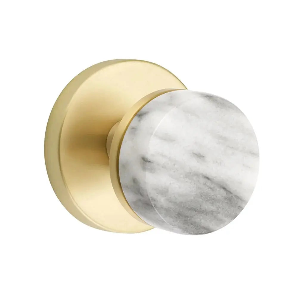 Emtek White Marble Knob with Disk Rosette and Conical Stem by Emtek