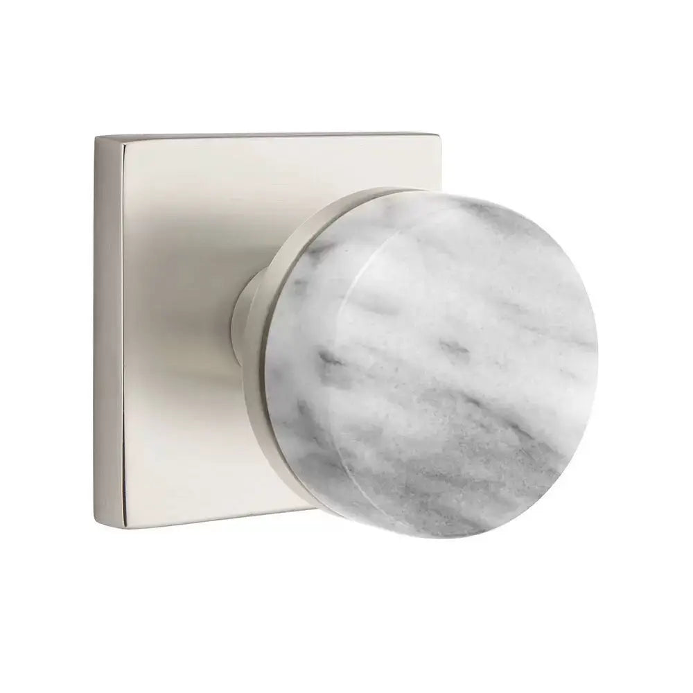 Emtek White Marble Knob with Square Rosette and Conical Stem by Emtek