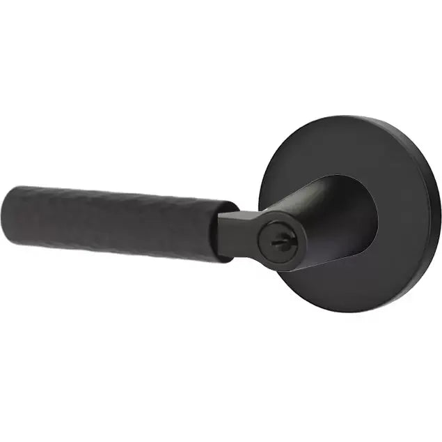 Emtek Hammered Lever with L-Square Stem and Disc Rose by Emtek