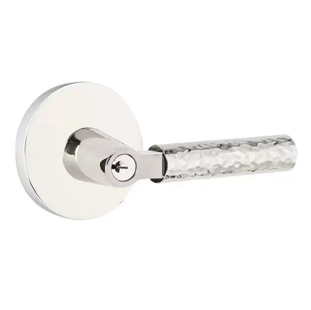 Emtek Hammered Lever with L-Square Stem and Disc Rose by Emtek