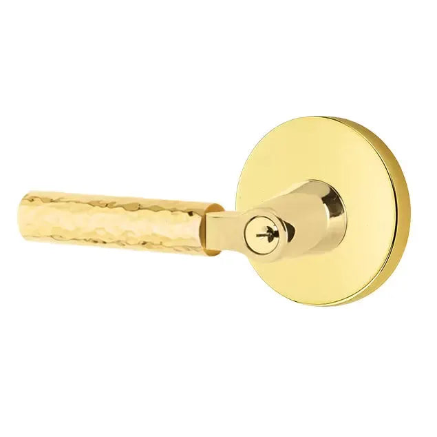 Emtek Hammered Lever with L-Square Stem and Disc Rose by Emtek