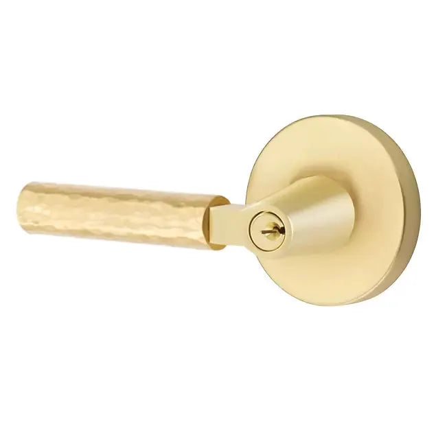 Emtek Hammered Lever with L-Square Stem and Disc Rose by Emtek