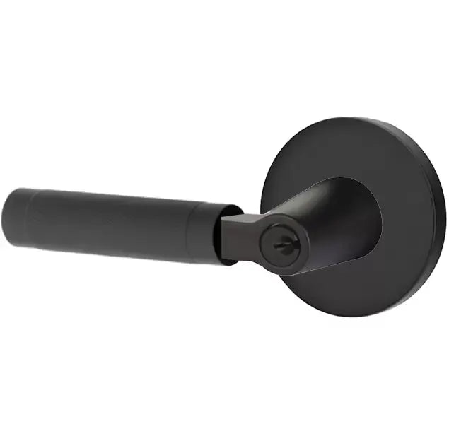 Emtek Knurled Lever with L-Square Stem and Disc Rose by Emtek