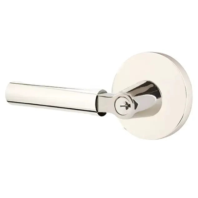 Emtek Smooth Lever with R-Bar Stem and Disk Rose by Emtek