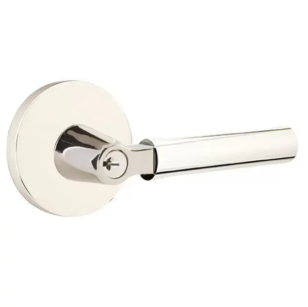 Emtek Smooth Lever with R-Bar Stem and Disk Rose by Emtek