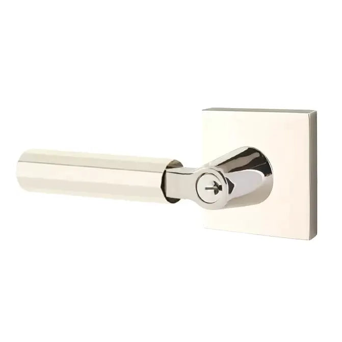 Emtek Faceted Lever with L-Square Stem and Square Rose by Emtek