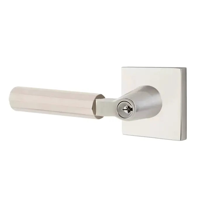 Emtek Faceted Lever with L-Square Stem and Square Rose by Emtek