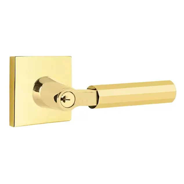 Emtek Faceted Lever with L-Square Stem and Square Rose by Emtek