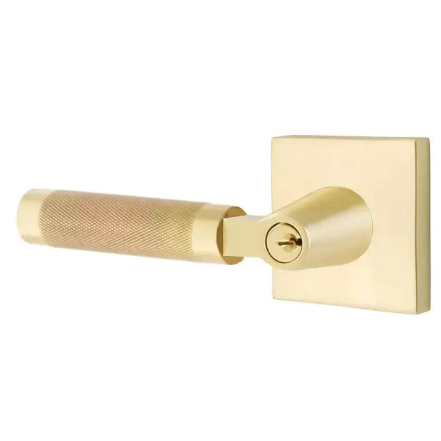 Emtek Knurled Lever with L-Square Stem and Square Rose by Emtek