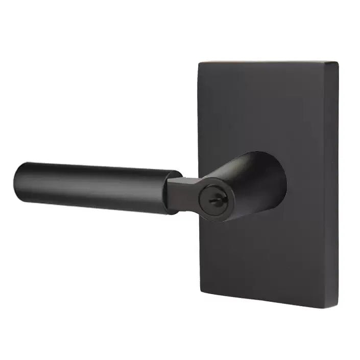Emtek Smooth Lever with L-Square Stem and Modern Rectangular Rose by Emtek