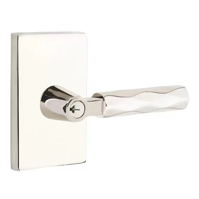 Emtek Tribeca Lever with L-Square Stem and Modern Rectangular Rose by Emtek