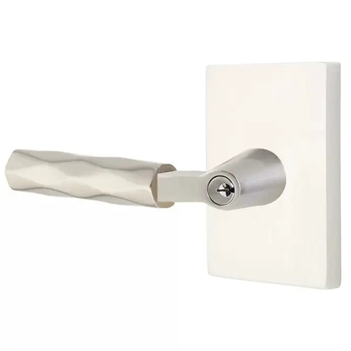 Emtek Tribeca Lever with L-Square Stem and Modern Rectangular Rose by Emtek