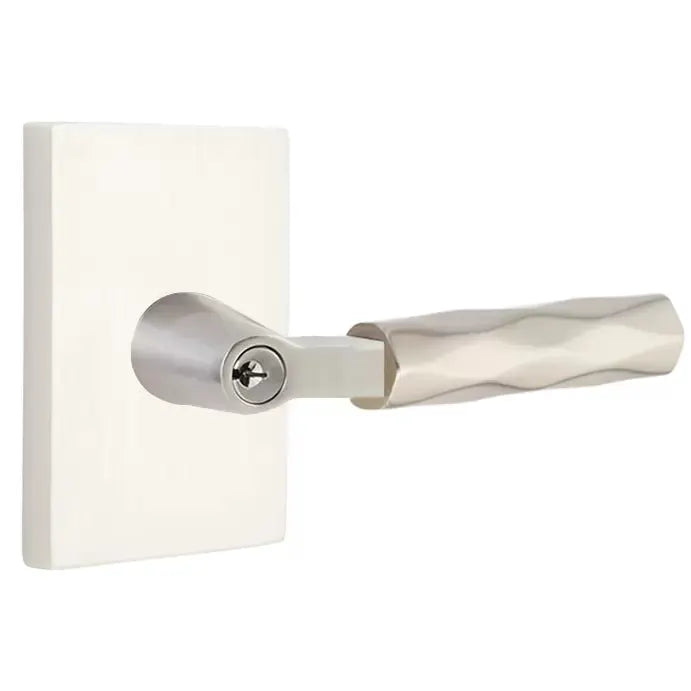 Emtek Tribeca Lever with L-Square Stem and Modern Rectangular Rose by Emtek