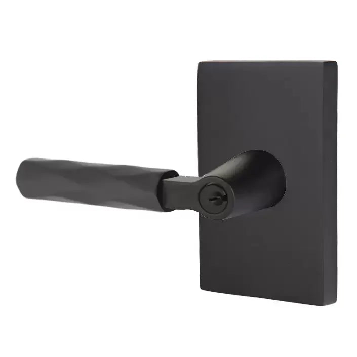 Emtek Tribeca Lever with L-Square Stem and Modern Rectangular Rose by Emtek