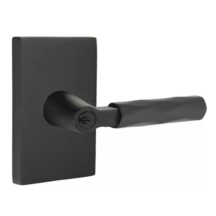 Emtek Tribeca Lever with L-Square Stem and Modern Rectangular Rose by Emtek