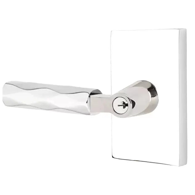 Emtek Tribeca Lever with L-Square Stem and Modern Rectangular Rose by Emtek