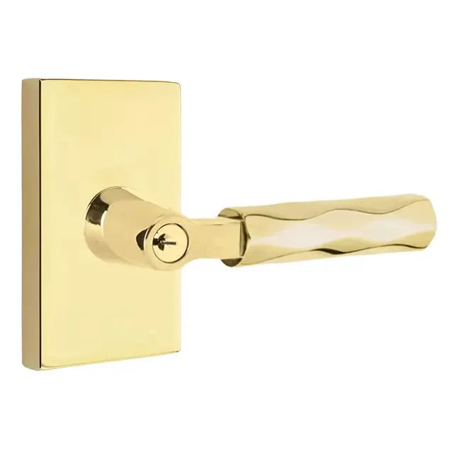 Emtek Tribeca Lever with L-Square Stem and Modern Rectangular Rose by Emtek
