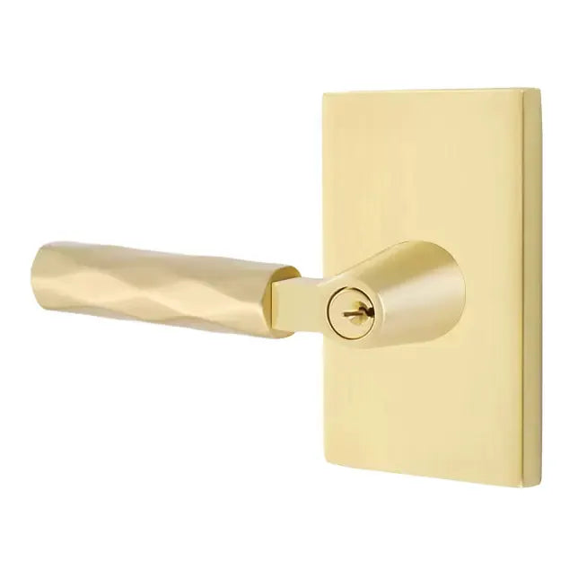 Emtek Tribeca Lever with L-Square Stem and Modern Rectangular Rose by Emtek