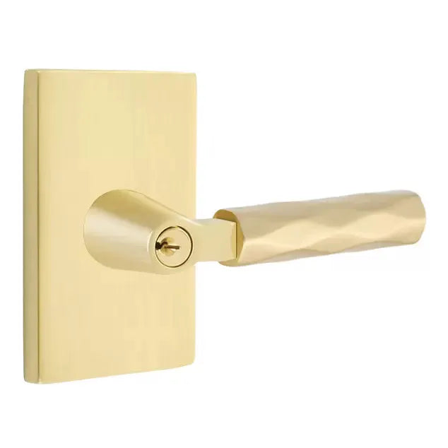 Emtek Tribeca Lever with L-Square Stem and Modern Rectangular Rose by Emtek