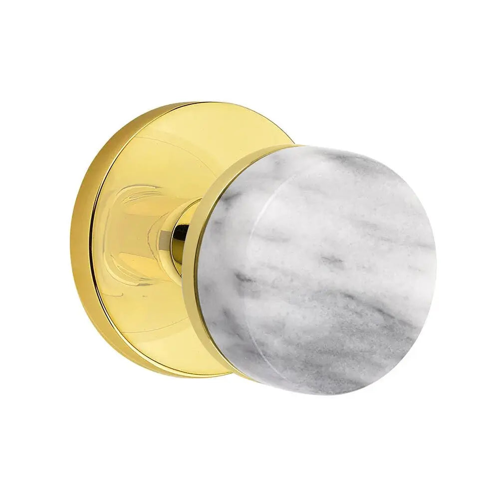 Emtek White Marble Knob with Disk Rosette and Conical Stem by Emtek