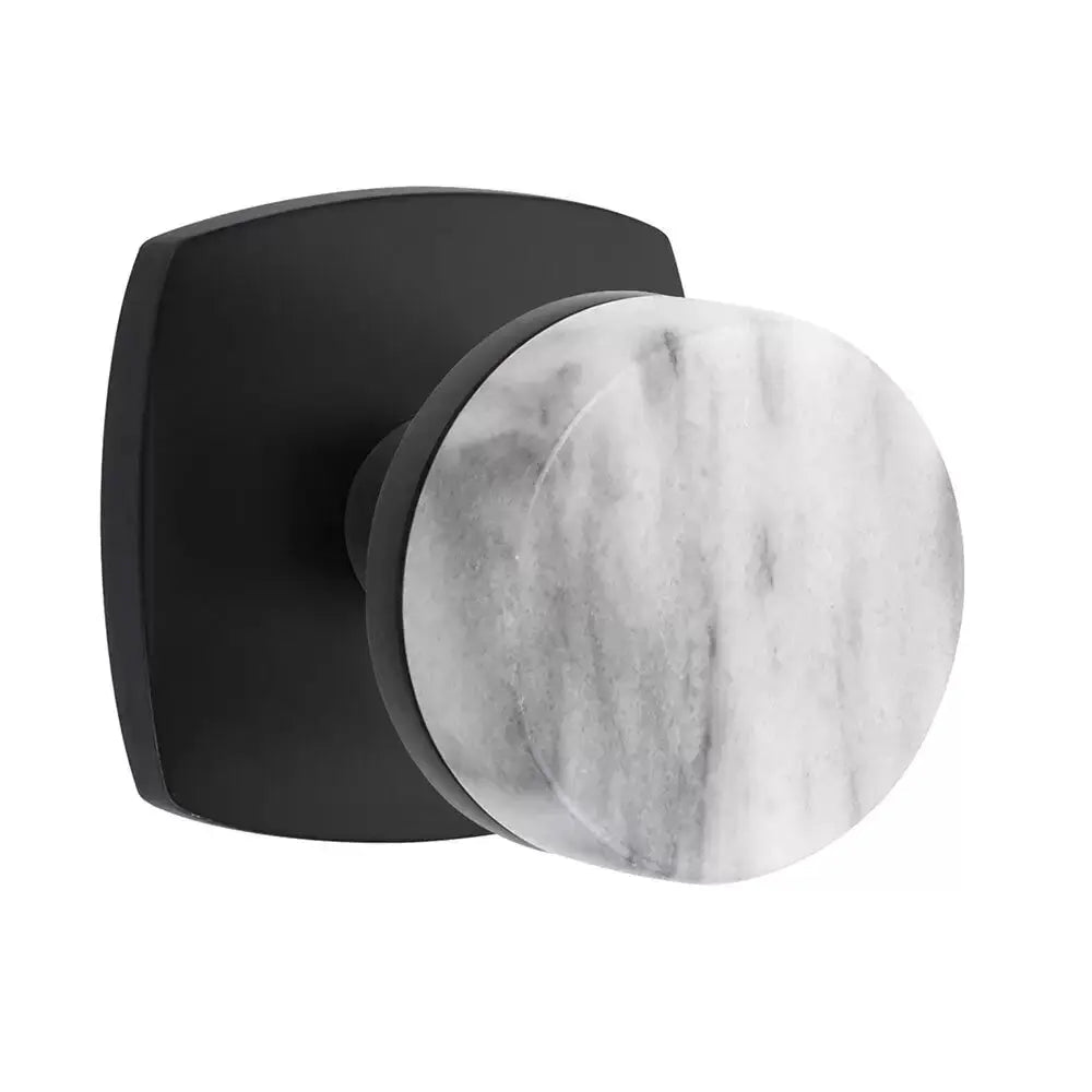 Emtek White Marble Knob with Urban Modern Rosette and Conical Stem by Emtek