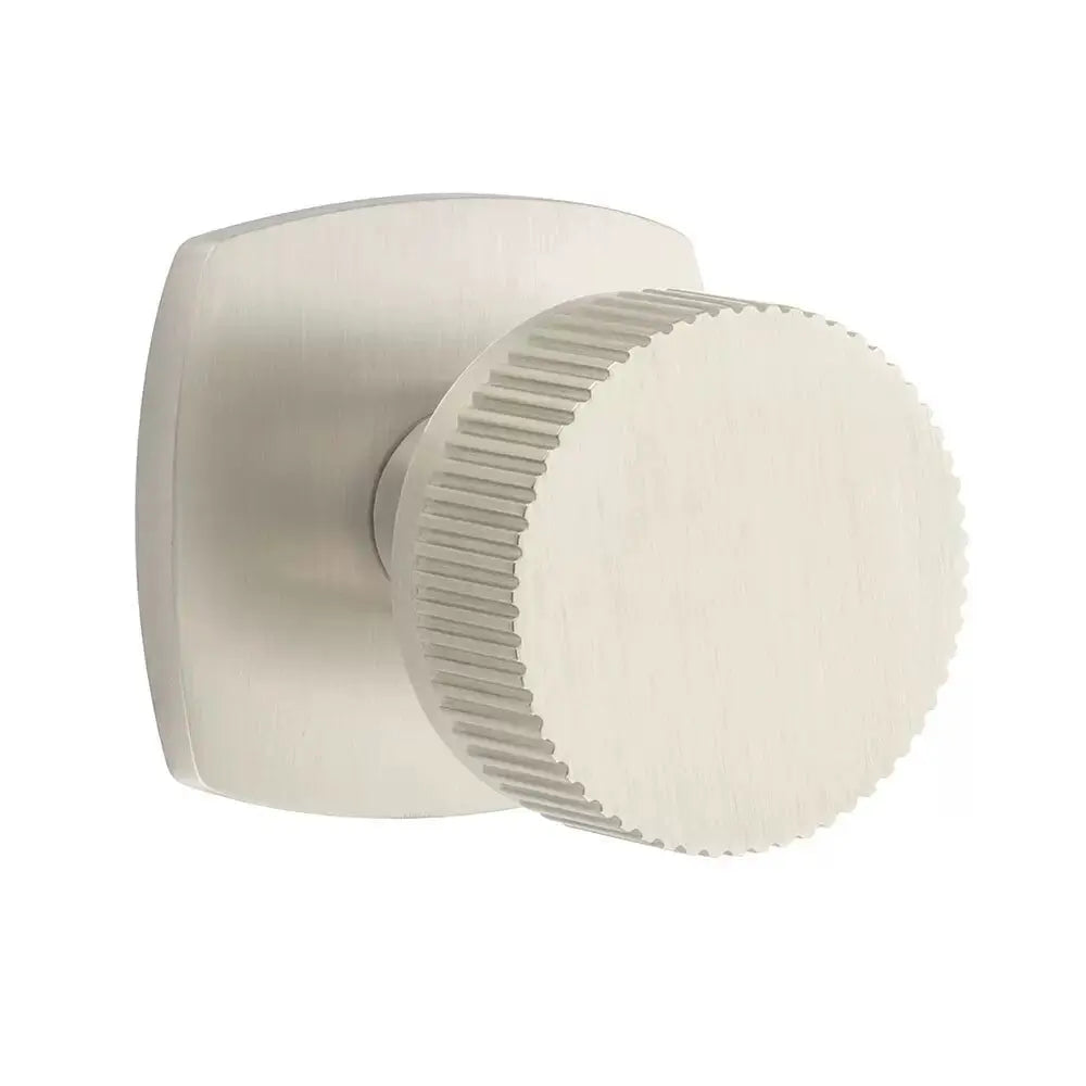 Emtek Straight Knurled Knob with Urban Modern Rosette and Conical Stem by Emtek