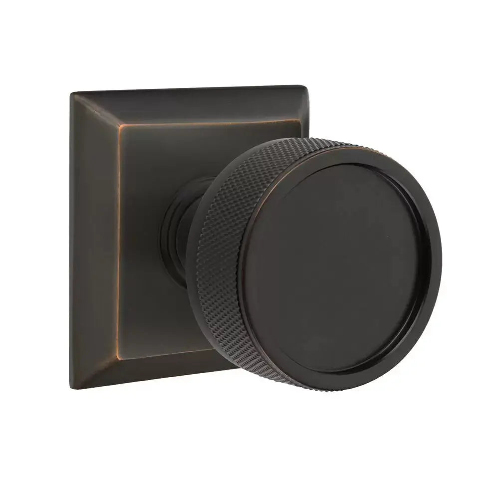 Emtek Knurled Knob with Quincy Rosette and Conical Stem by Emtek