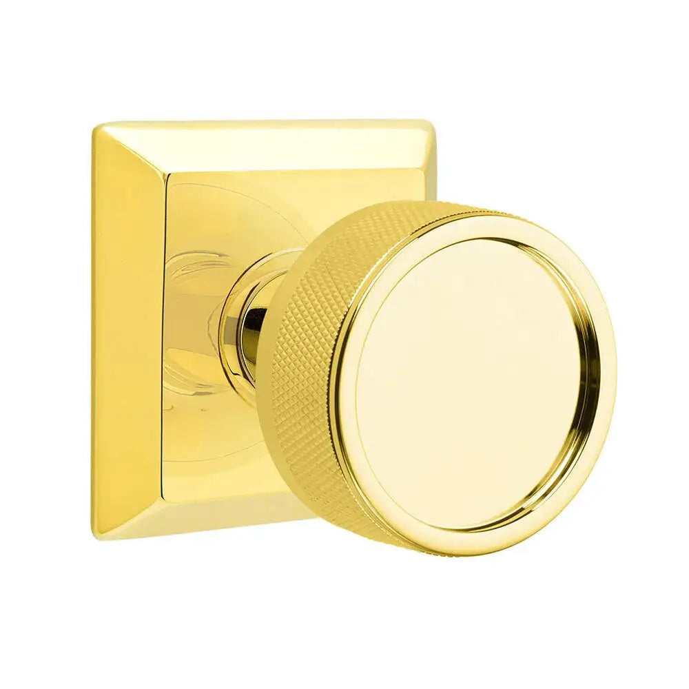 Emtek Knurled Knob with Quincy Rosette and Conical Stem by Emtek