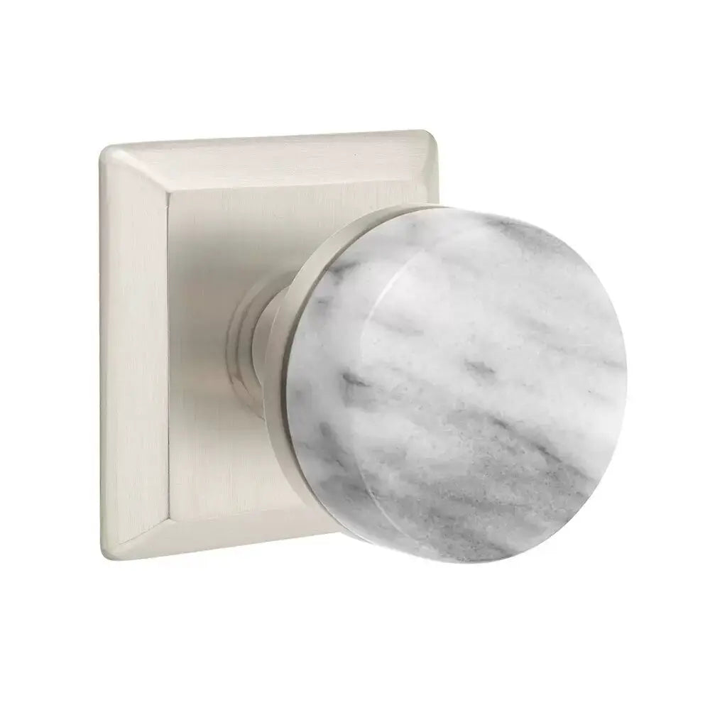 Emtek White Marble Knob with Quincy Rosette and Conical Stem by Emtek