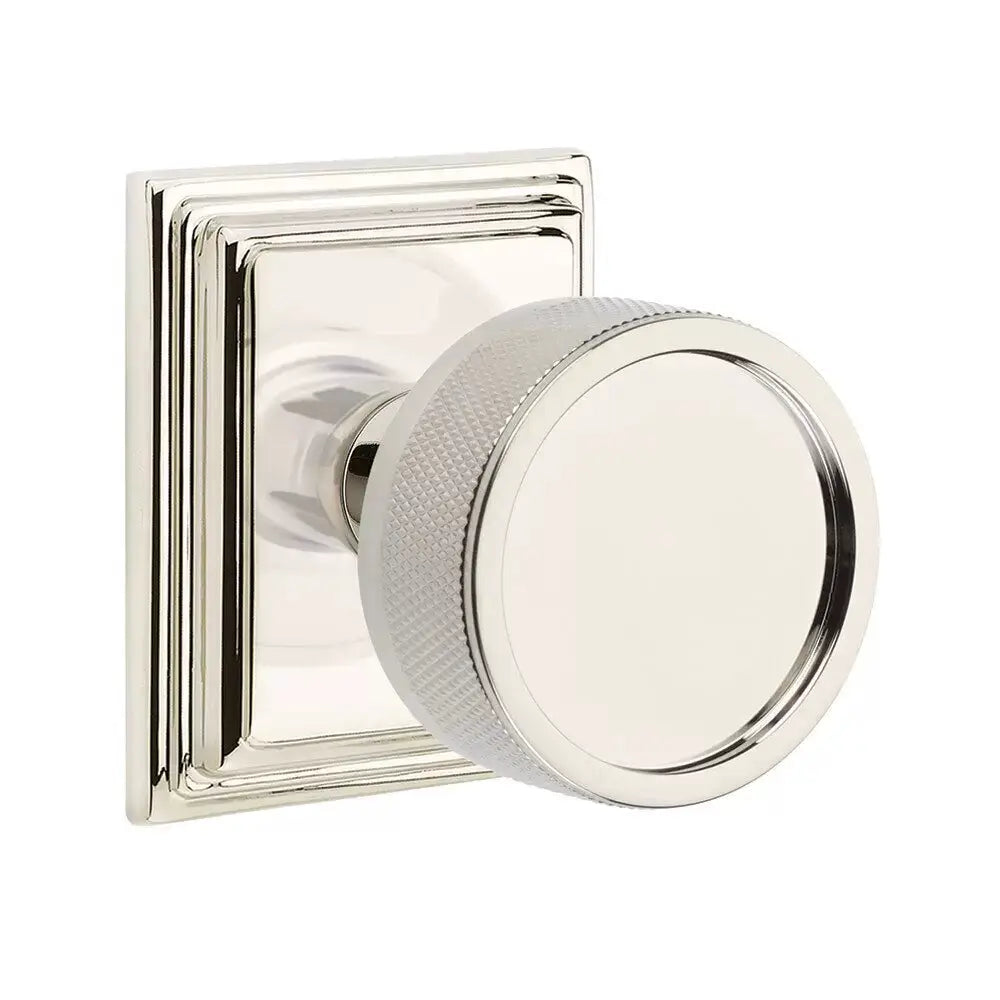 Emtek Knurled Knob with Wilshire Rosette and Conical Stem by Emtek