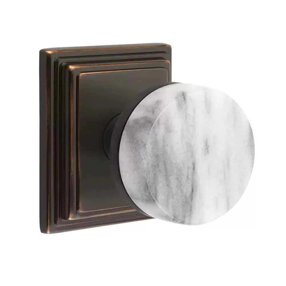 Emtek White Marble Knob with Wilshire Rosette and Conical Stem by Emtek