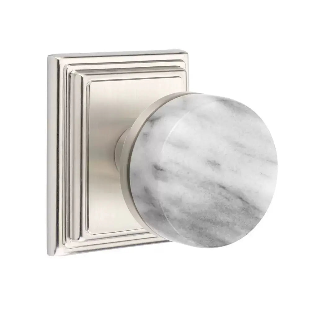 Emtek White Marble Knob with Wilshire Rosette and Conical Stem by Emtek