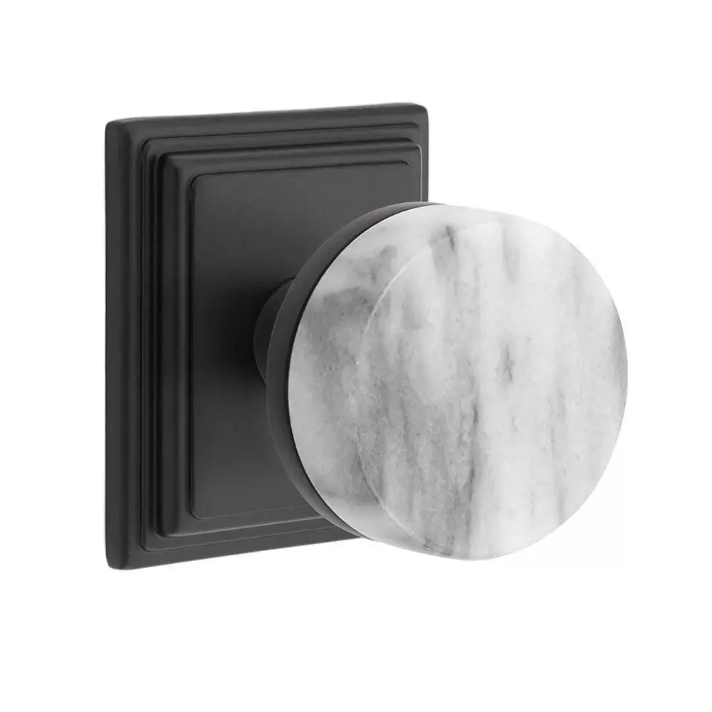Emtek White Marble Knob with Wilshire Rosette and Conical Stem by Emtek