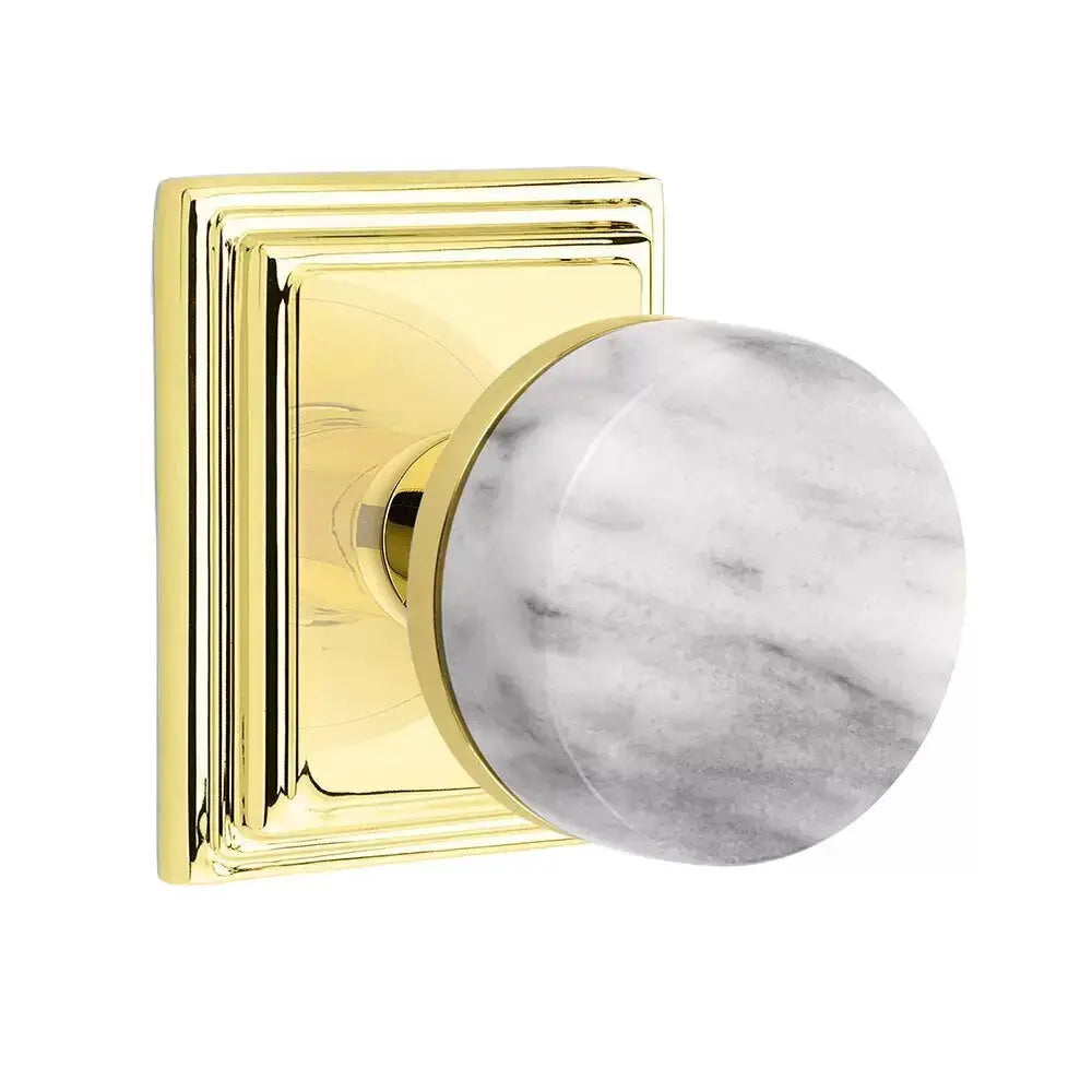 Emtek White Marble Knob with Wilshire Rosette and Conical Stem by Emtek