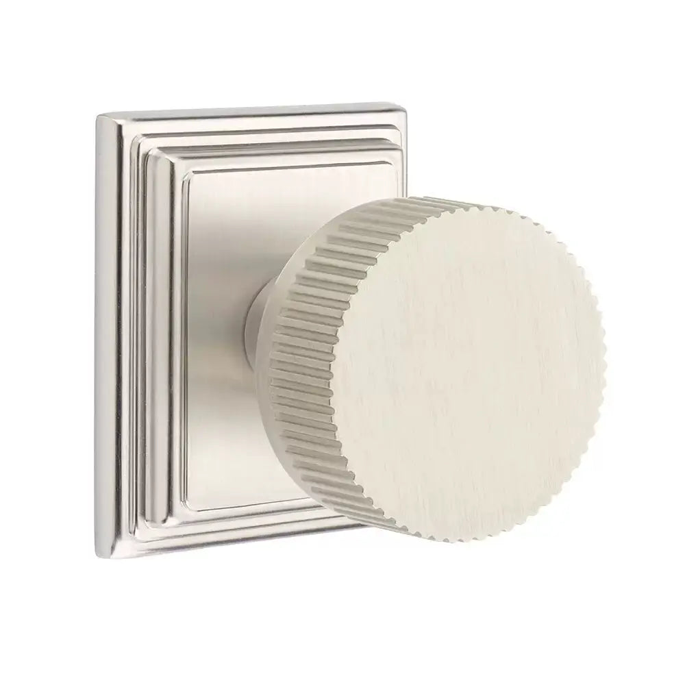 Emtek Straight Knurled Knob with Wilshire Rosette and Conical Stem by Emtek