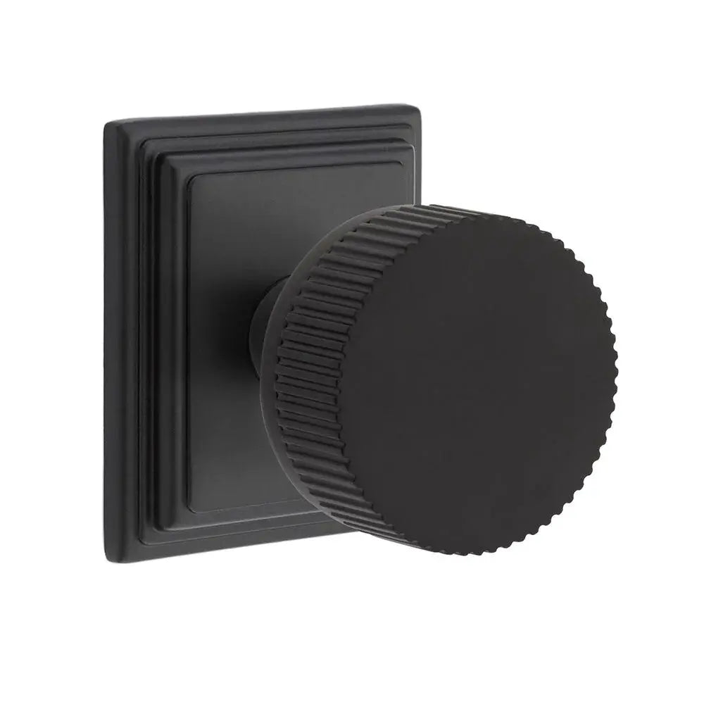 Emtek Straight Knurled Knob with Wilshire Rosette and Conical Stem by Emtek