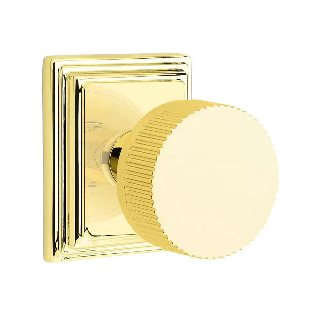 Emtek Straight Knurled Knob with Wilshire Rosette and Conical Stem by Emtek
