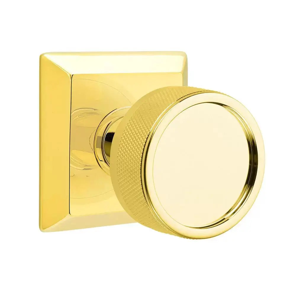 Emtek Knurled Knob with Quincy Rosette and Conical Stem by Emtek