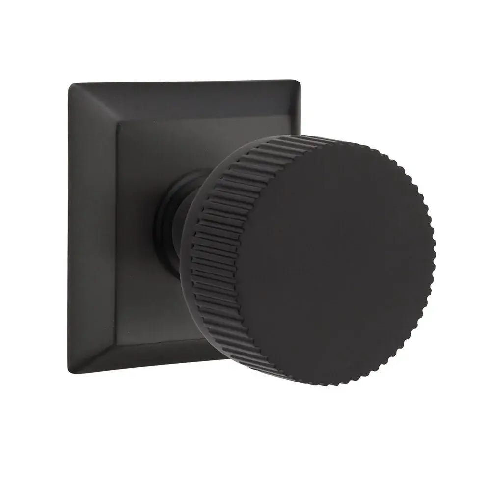 Emtek Straight Knurled Knob with Quincy Rosette and Conical Stem by Emtek