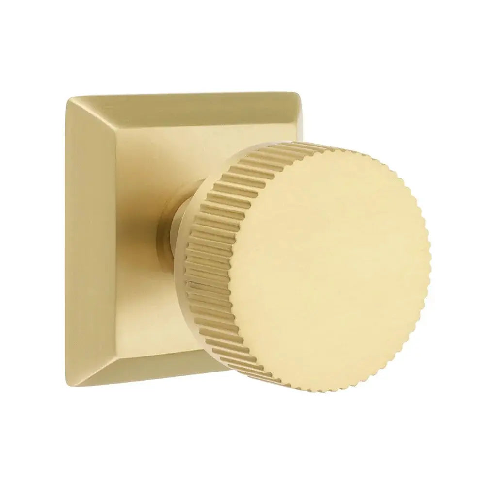 Emtek Straight Knurled Knob with Quincy Rosette and Conical Stem by Emtek