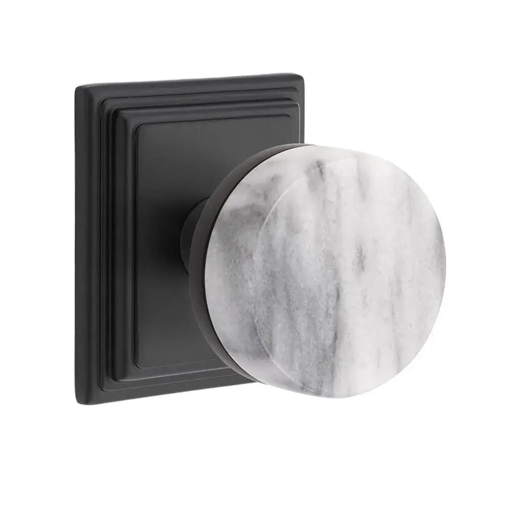 Emtek White Marble Knob with Wilshire Rosette and Conical Stem by Emtek