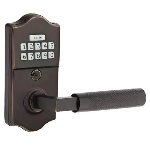 Emtek Classic - L-Square Knurled Lever Electronic Keypad Lock by Emtek