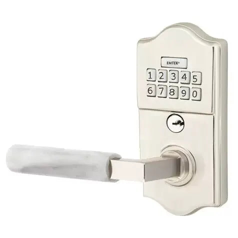 Emtek Classic - L-Square White Marble Lever Electronic Keypad Lock by Emtek