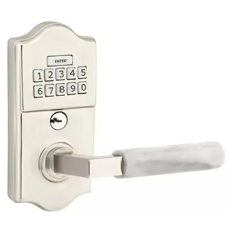 Emtek Classic - L-Square White Marble Lever Electronic Keypad Lock by Emtek